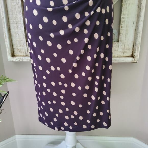 Connected Apparel Women Petite Flounce Bell Sleeve Faux Wrap Midi Sheath Dress - Picture 6 of 10